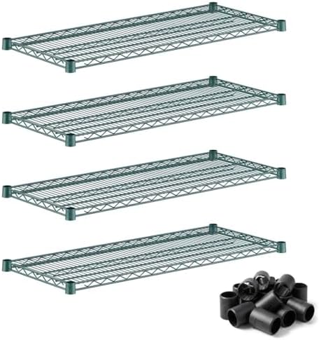 Reinforced 18" x 42" Green Wire Shelf 4-Pack, 600lb Capacity Heavy Duty Commercial Storage, NSF by Zedfire