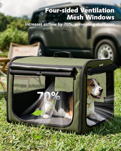 Dog Car Carrier Light Weight 27×20.5×20.5in, Foldable Dog Carrier, Gren - Image 6