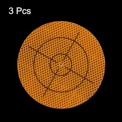HARFINGTON 3pcs Survey Reflector Sheets 150mm x 150mm Self-Adhesive Surveying Target Mark Sticker Total Station Round Reflective Sheet Tape for Ship Inspection Tunnel Measure, Yellow - Image 3