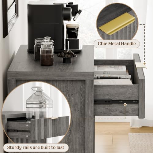 Lulive Fluted Buffet Cabinet for Kitchen, 28.3" Sideboard Cabinet Grey - Image 6