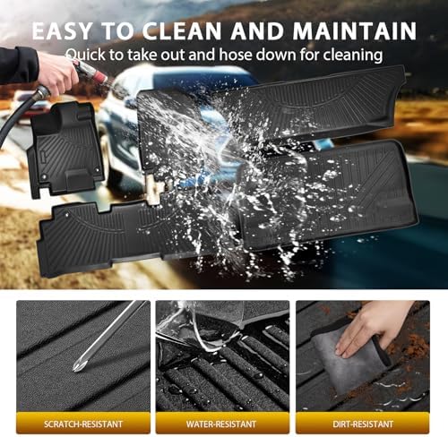 Powerty Floor Mats Cargo Liner for Honda Odyssey 2026 2025-2018 Mini Passenger Van Car Mats All Weather 3D TPE Anti-Slip Car Protection, 1st & 2nd & 3rd Set with Rear Cargo Mat Accessories - Image 5