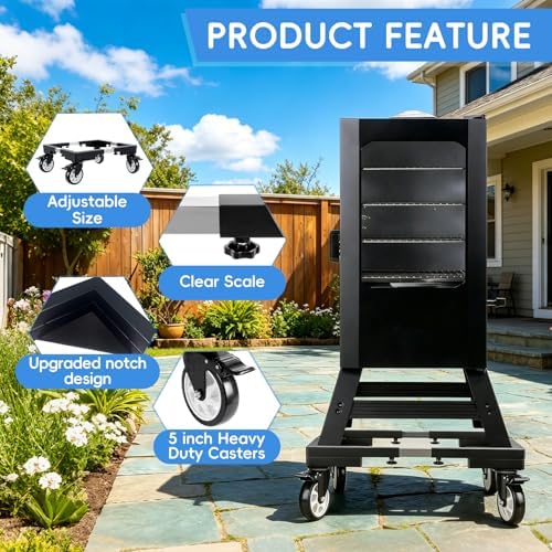 8 Inch Height Heavy Duty All Steel Smoker Stand,5 Inch Swivel Casters Wheels,Universal Mobile Base Fit for masterbuilt electric smoker,East Oak Smoker - Image 4