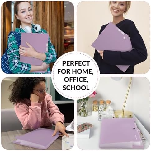 SKYDUE File Folder with Labels, Accordion File Organizer with 8 Pockets, Portable Document Organizer, A4 Letter Size, Paper Organizer for Office, Purple - Image 5