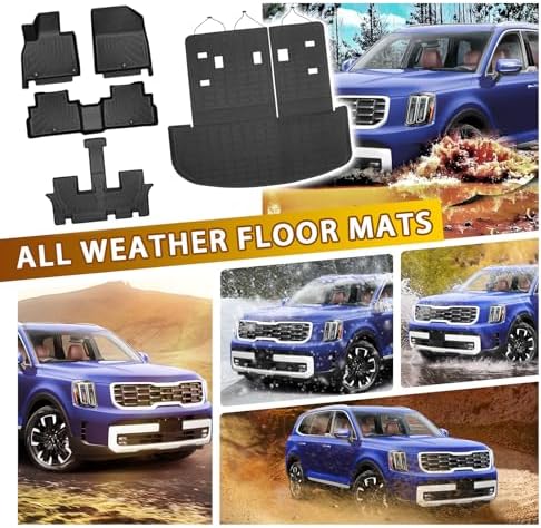 Powerty Floor Mats for 2020-2025 Kia Telluride 7/8 Passenger Car Mats Accessories, All Weather 3D TPE Anti-Slip Trunk Cargo Liner Seat Back Covers Protectors Full Set Car Accessories - Image 4