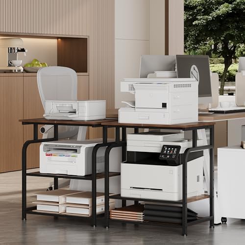 Unionly Large Rolling Printer Stand with Height Adjustable Shelf and Wheels - Image 5
