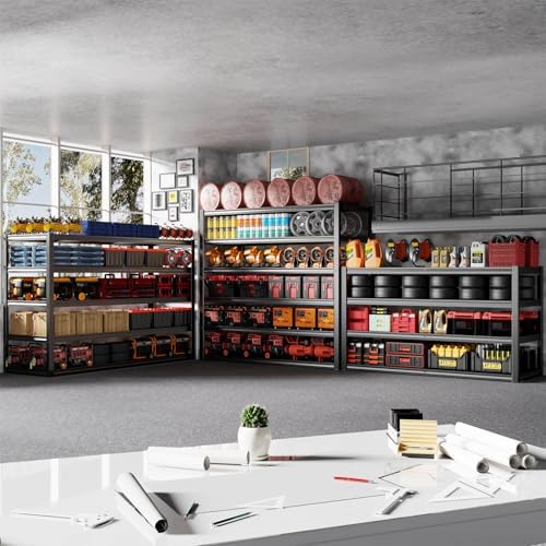 5 Tier Storage Shelves, 65" W Garage Shelving Heavy Duty Metal Adjustable Garage Shelves, Shelving Units Industrial Shelving for Warehouse, 65" W x 20" D x 84" H,Black - Image 2