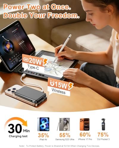 10000mAh Portable Charger, Magnetic Power Bank for Magsafe Charger, Slim - Image 4