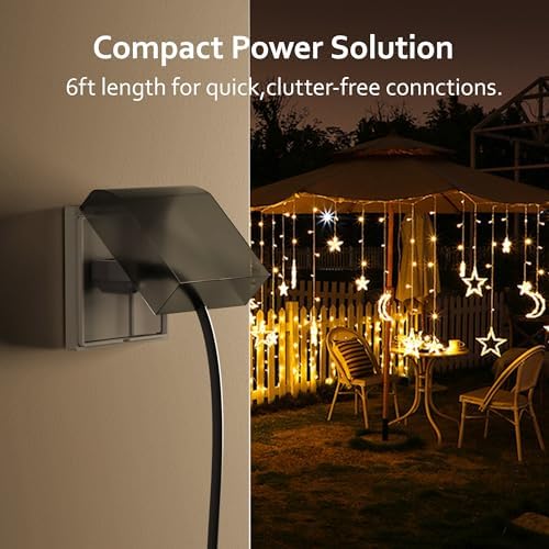BN-LINK 6ft Indoor Outdoor Extension Cord 16/3 SJTW, 4 Pack, Black, 3-Prong, Weather Resistant & Flame Retardant, for Indoor, Garden, Landscaping & Holiday Decorations, ETL - Image 2