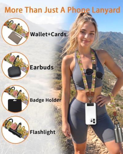 Floral Art Painting Phone Lanyard Crossbody Wrist Strap Women - Image 4