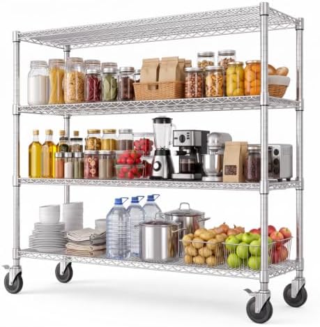 Garvee 70"H Storage Shelves with Wheels, NSF Wire Shelving Rack for Kitchen by Garvee