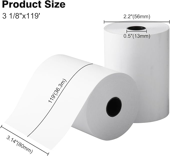 50 Rolls, 3 1/8" x 119' GOLDEN WIND Thermal Paper Receipt - Image 2