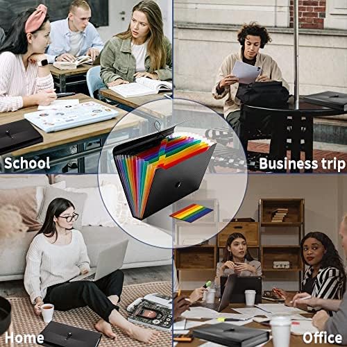 3Pcs Expanding File Folder, 13 Pockets Accordion File Holder Organizer, A4 Letter Size Paper Document Receipt Organizer Accordian Filing Folder for Classroom, Home, Office and Travel - Image 7