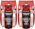 Scotch Reinforced Strength Shipping Strapping Tape 50-3M with Dispenser, Clear, 1.88" x 360 in, 1 Dispenser/Pack (Pack of 2) by ScotchBrand
