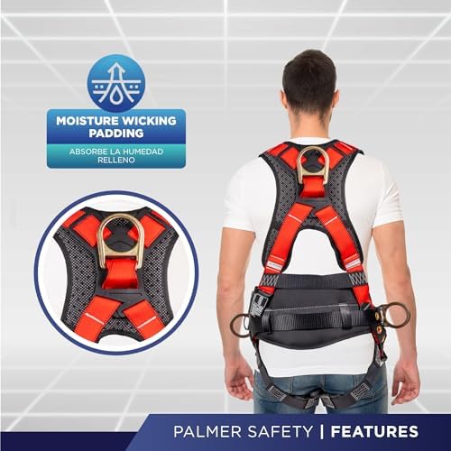 Palmer Safety Hammerhead 5pt Safety Harness Back Padded, QCB Chest, Tongue Buckel Legs Straps, Back & Side D-Rings - Image 4