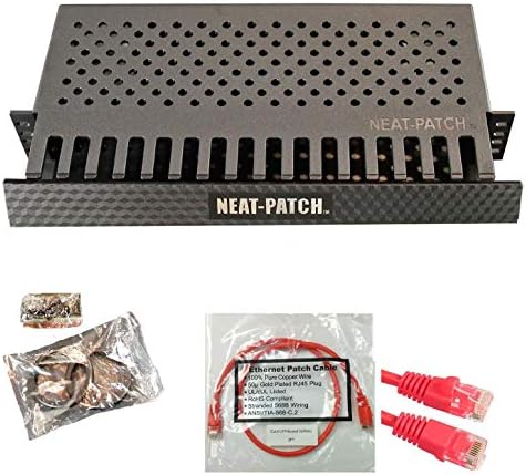 Neat Patch MINI 1U Low Profile Cable Management Kit - 3 Packs w/ 72 CAT6 Patch Cables (1FT Red) by Electriduct