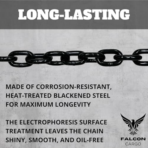 2PK - Falcon Cargo 3/8" X 20' Grade 80 Transport Binder Chain - 7,100 LBS WLL - Clevis Grab Hook, Tie-Down, Towing - Image 5