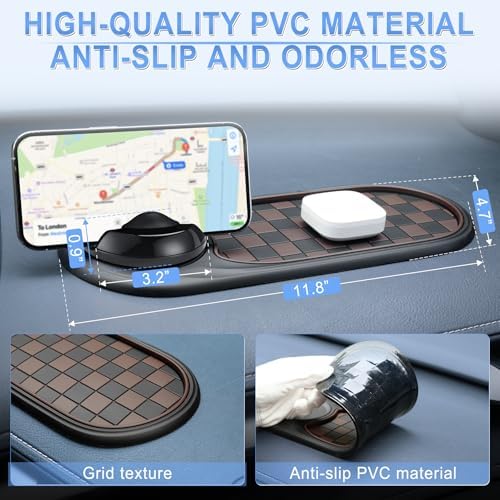 LivTee Multifunction Car Anti-Slip Mat, 360° Rotatable Multifunctional Car Dashboard Mobile Phone Holder with Temporary Parking Number, Universal Dashboard Accessories for Organized Storage (BB-Black) - Image 4