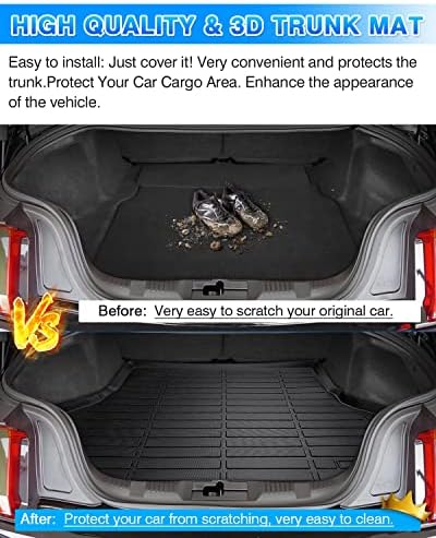 Cartist Cargo Liner Compatible with 2015-2025 Ford Mustang(Without Subwoofer in Cargo Area)(Not for Mach-E) All Weather Rear Trunk Mat Waterproof TPE Black - Image 6