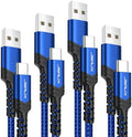 JSAUX USB to USB C Cable 4-Pack (10ft+6.6ft+3.3ft+3.3ft), Blue by JSAUX