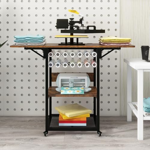 PUNCIA 3-Tier Movable Heat Press Stand with Vinyl Holder Folding Shelf - Image 6
