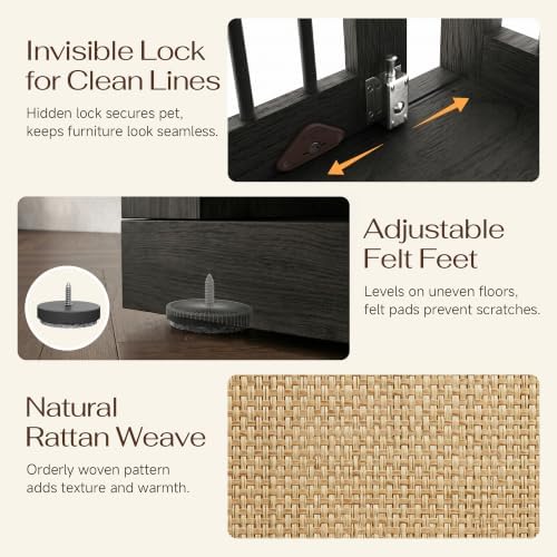 PureCozy Wooden Dog Crate Furniture, Right Unit, 40 Inch,Black Oak - Image 4