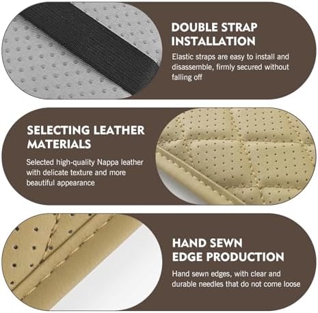 WZP Car Center Console Cover, Leather Arm Rest Cover with 2 Storage Bag, Console Cover for Car Storage Box Protector, Universal for Sedan SUV Truck (Beige) - Image 6