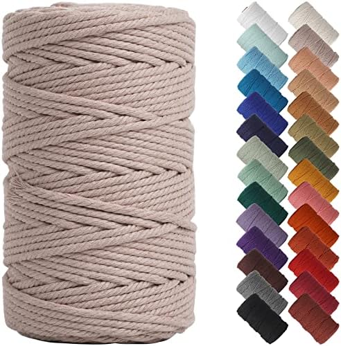 NOANTA Pink Gray Macrame Cord 4mm x 109yards, Cotton Rope Macrame Yarn by NOANTA