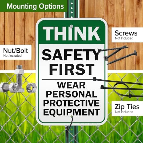 Think Safety First Wear Personal Protective Equipment Sign, 12"x18" - Image 5