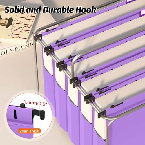 SHUTEX Extra Capacity Plastic Hanging File Folders, 12 Pack, Letter, Purple - Image 5