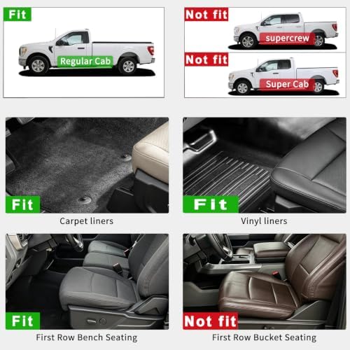 Floor Mats for Ford F-150 2015-2026 Regular Cab Vinyl Floor（Bench Seat） - Image 2