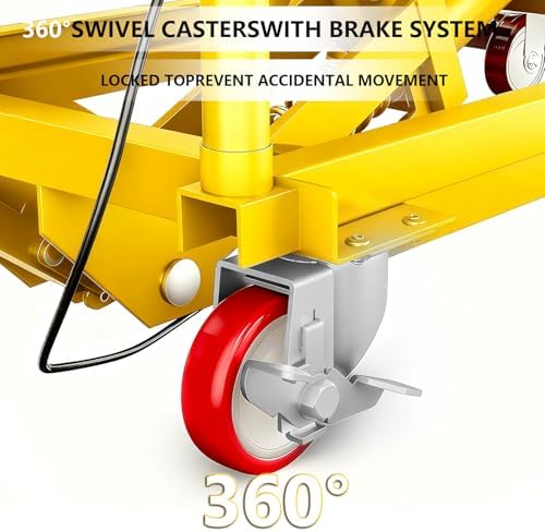 GarveeTech Hydraulic Lift Table Cart, 500Lbs Load Capacity 28.5 Inch Lifting Height, Manual Single Scissor Lift Table with Non-Slip Pad and 4 Wheels,Hydraulic Scissor Cart (500lbs - Single - Yellow) - Image 6