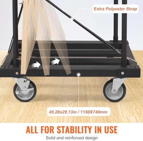VEVOR Folding Table Cart, Heavy Duty Table Trolley with 5" Swivel Wheels, 1800 LBS Drywall Dolly Cart for Garage, Home, Warehouse, Party Event Hotel Furniture 10 Table Capacity - Image 3