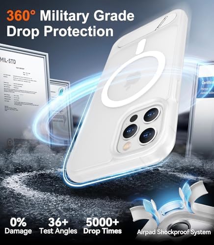Temdan Magnetic Compatible with iPhone 12 Case & iPhone 12 Pro Case, [Built-in Invisible Kickstand][Compatible with MagSafe][Military Grade Shockproof] Slim Translucent Matte Phone Case 6.1" - Image 4