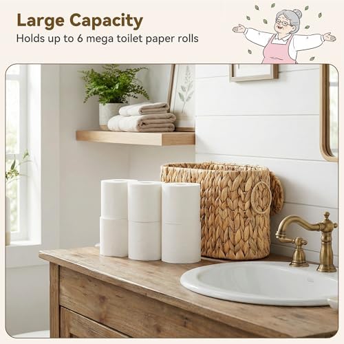 GRANNY SAYS Slim Wicker Bathroom Toilet Paper Storage Baskets with Lid - Image 3