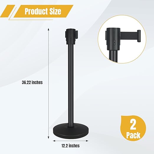 Crowd Control Stanchion Set of 2-Black Stanchions - Image 3