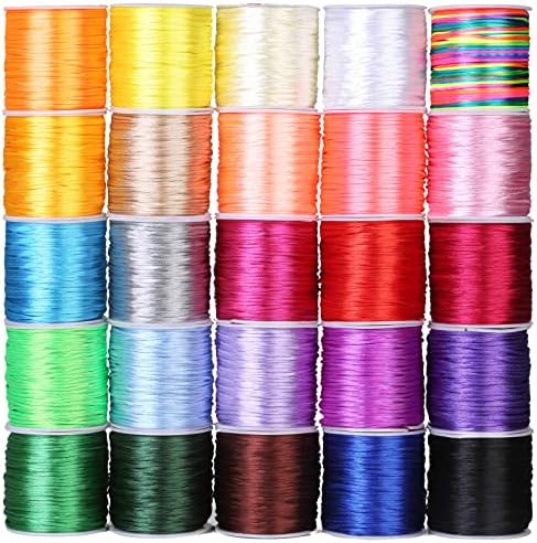 Cridoz 25 Rolls Silky Satin Cord for Bracelets, Necklaces, Macrame Crafts, Drawstring Bags - Multicolor Beading String by cridoz