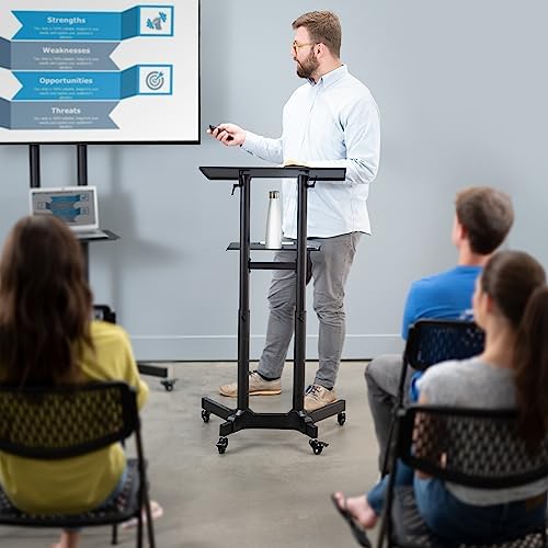 VIVO Black Mobile 24 x 16 inch Lectern Podium, CART-V03E - Image 2