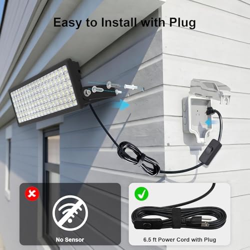 Kekeou 100W LED Flood Light Outdoor with 6.56ft Cord & Plug, 14000LM 5000K - Image 7