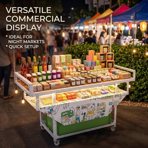 Commercial Display Cart On Wheels Mobile Vendor Stand 50kg Capacity - Image 2