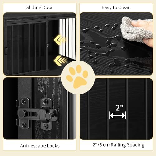 Hzuaneri 39.3" L Dog Crate Furniture Indoor Dog Kennel with Barn Door - Image 5