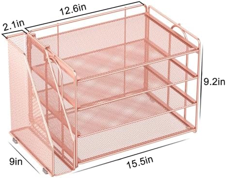 Spacrea Desk Organizers and Accessories, Paper Organizer for Desk with File organizer, Desk Accessories & Workspace Organizers for Office Supplies (Rose Gold) - Image 5