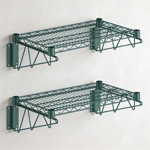2 Pack 14" x 24" NSF Green Wire Wall Mount Shelf, Heavy Duty Commercial Metal Wall Shelf, Storage Rack for Home and Hotel by Zedfire