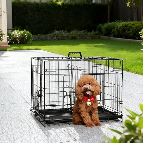 FDW | 24" Foldable Metal Dog Crate | Dark Black | Cage for Small Dogs - Image 2
