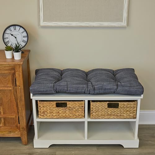 Klear Vu The Gripper Non-Slip Tufted Bench Cushion for Indoor Furniture, Assembled in USA, Entryway Storage, Bay Window, Corner Nook or Piano Seat, 33 Inches, Solid Denim - Image 2