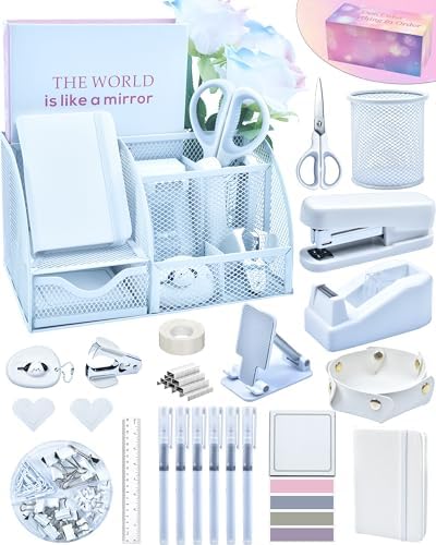 LXEVIHK White Desk Accessories 23-Piece Office Supplies Gift Set by StyleYourDeskinOneColor