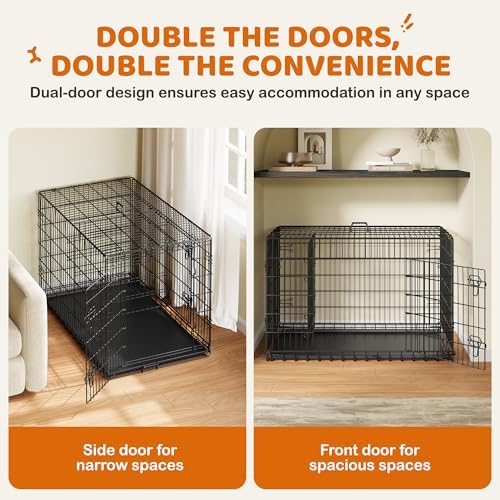 Yaheetech 48in Double Door Metal Dog Crate w/Divider for Puppy Indoor Use - Image 3