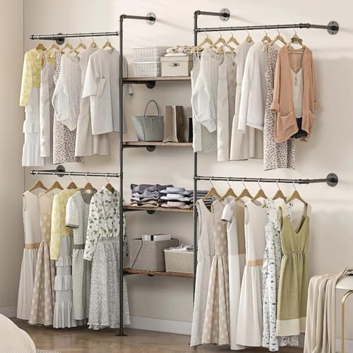 Industrial Pipe Clothing Rack with Shelves by DABILONGC