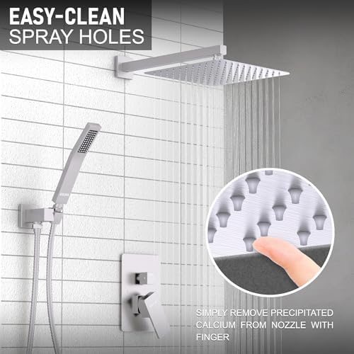 12" Brushed Nickel Rainfall Shower System with Handheld - Image 2