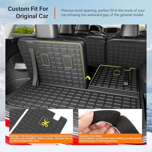 powoq Floor Mats Cargo Mat Compatible with 2016-2022 Honda Pilot 8 Seats - Image 2