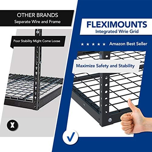FLEXIMOUNTS 4x8 Overhead Garage Storage Rack with Hooks, Black - Image 5